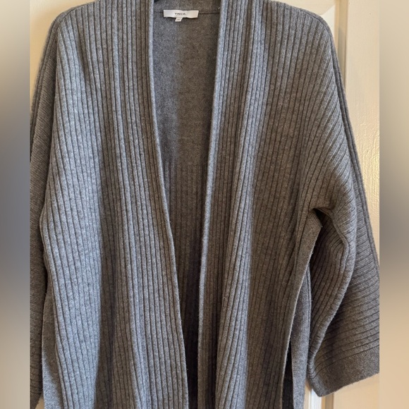 VINCE Gray Ribbed Wool & Cashmere Split Panel
Cardigan - Picture 8 of 10